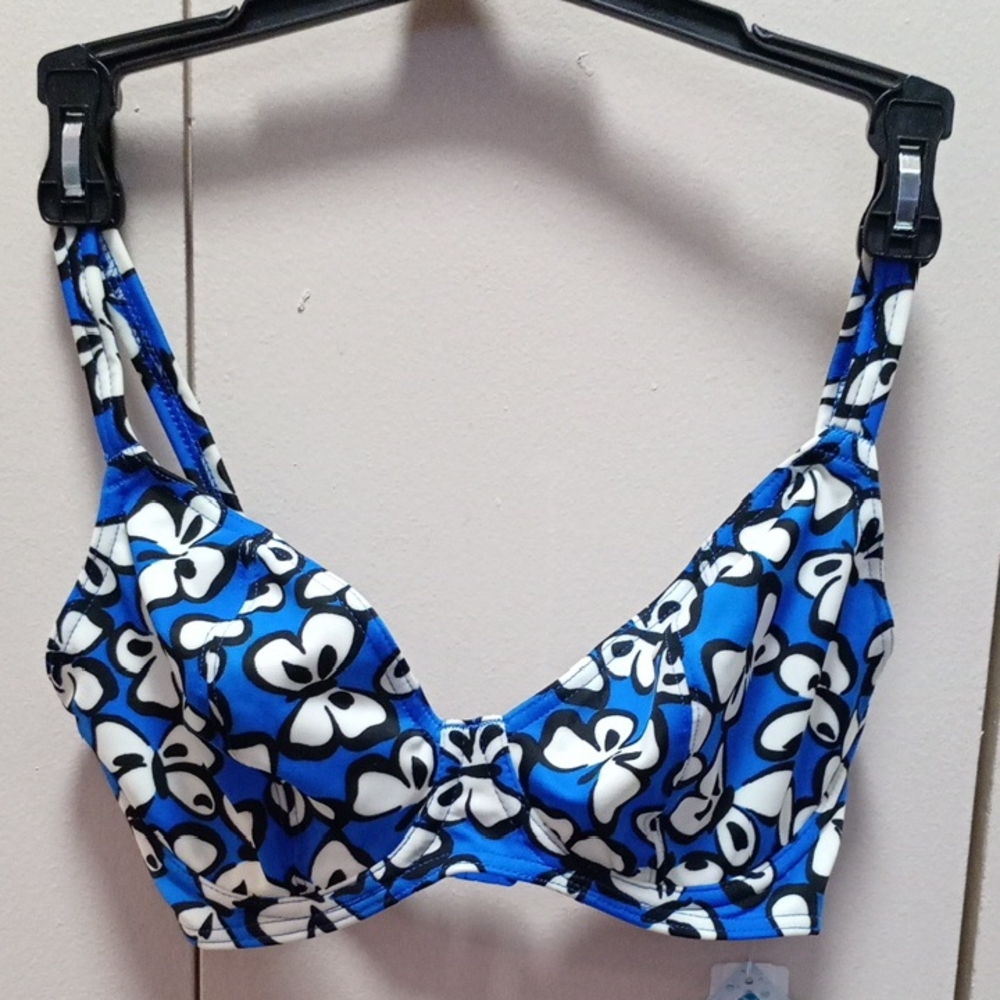 Blue and White Butterfly Bikini Top
